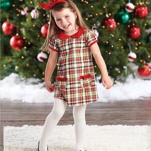 Mud Pie Red and Plaid Baby Dress